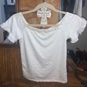 Pacsun crop white shirt with eyelet details